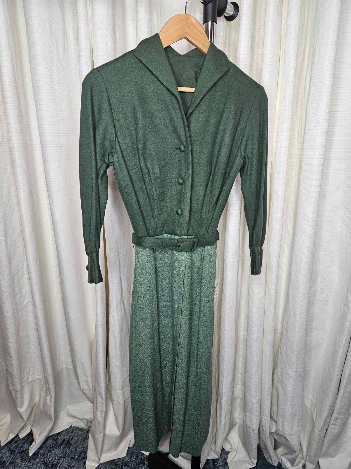 1960&rsquo;s Forest Green Polyester dress by Lucinda with Original tags