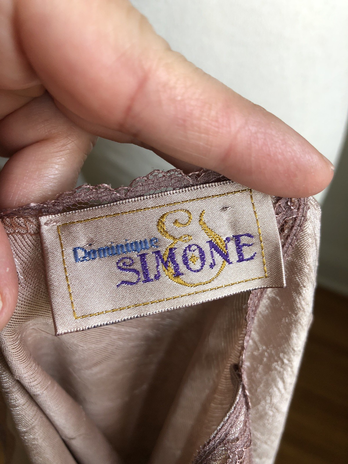 GORGEOUS VTG Dominique & Simone Hand-dyed Silky Satin & Lace Chemise Lingerie M