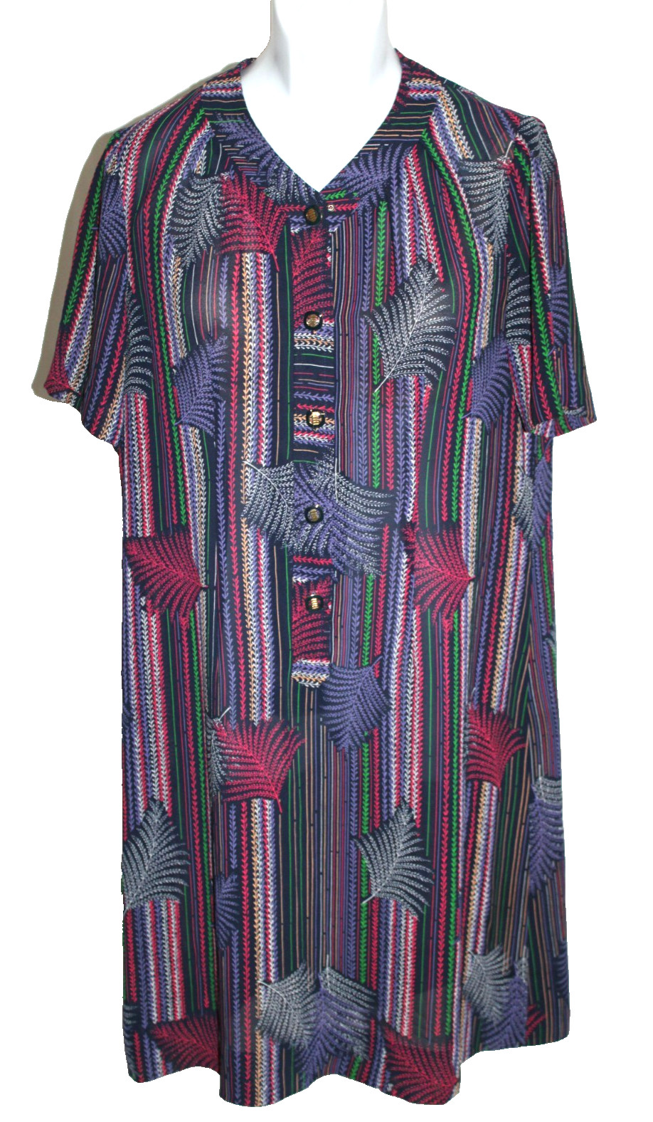 Vintage Unbranded Floral Short Sleeve 1/2 Button Front Granny Dress Large?-#21