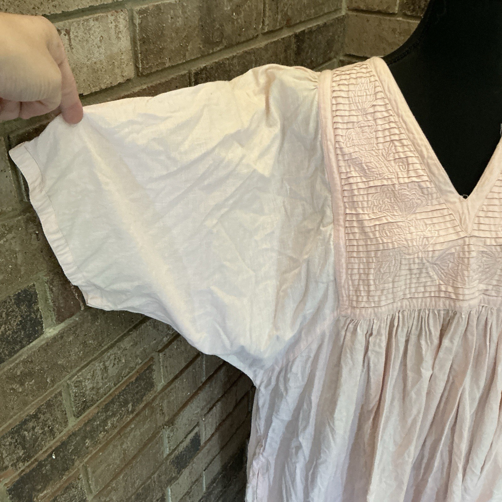 VINTAGE Hasting & Smith Pink Cotton Maxi Nightgown Dress Wmns Size L India #30E8
