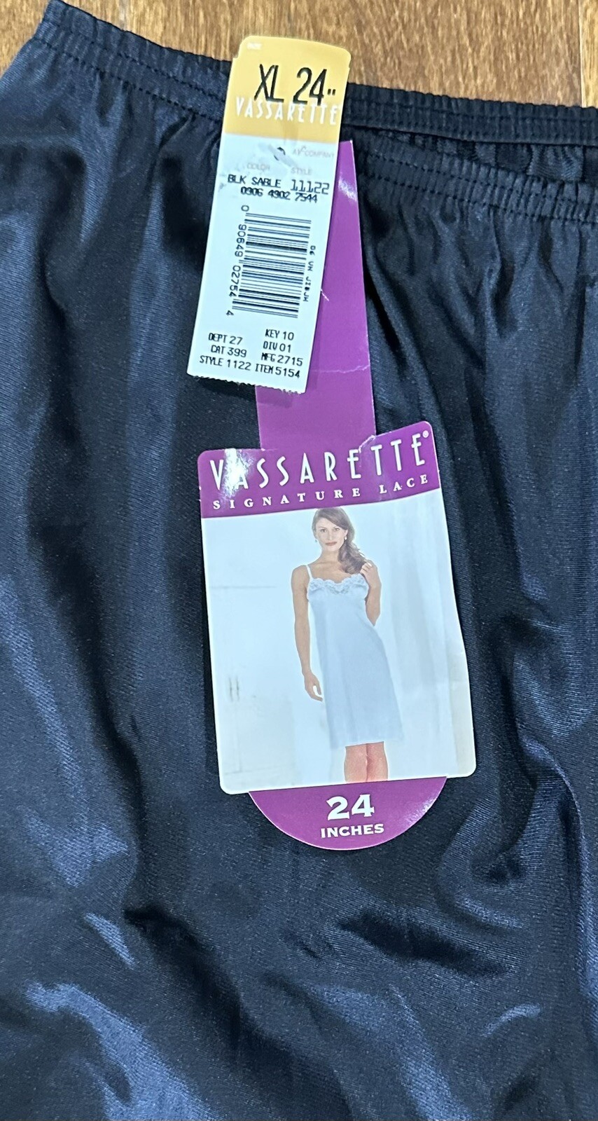 Vintage Vassarette Black Sable Half Slip XL/44 24” New Old Stock