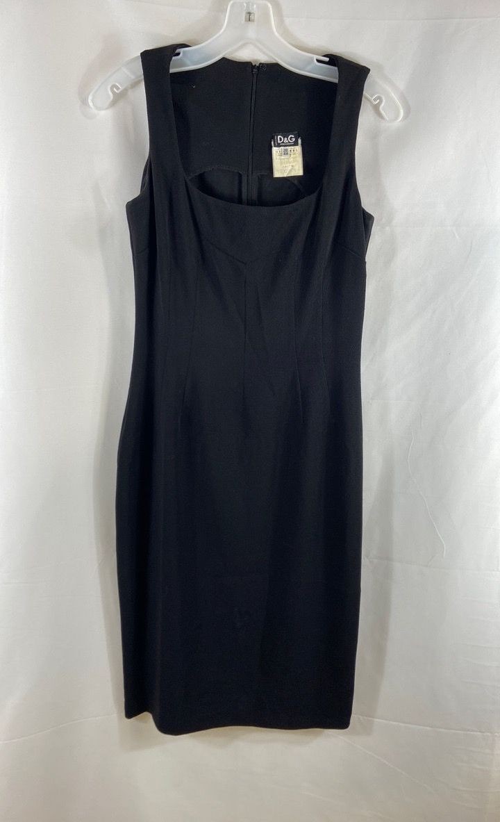 Vintage 90s D&G Dolce & Gabbana Women&rsquo;s Black Cutout Sheath Dress IT 44