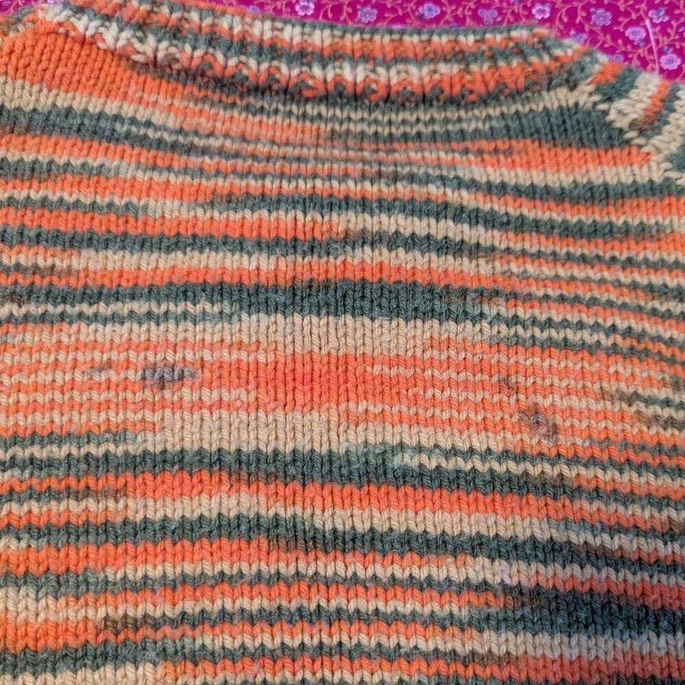 VTG Variegated Knit Sweater Eclectic Grandpa Striped Raglan Pullover Boho XL