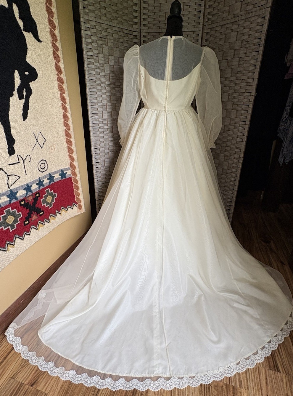 Vintage Renaissance 70’s Victorian Edwardian Wedding Dress Train Size 2/4P +VEIL