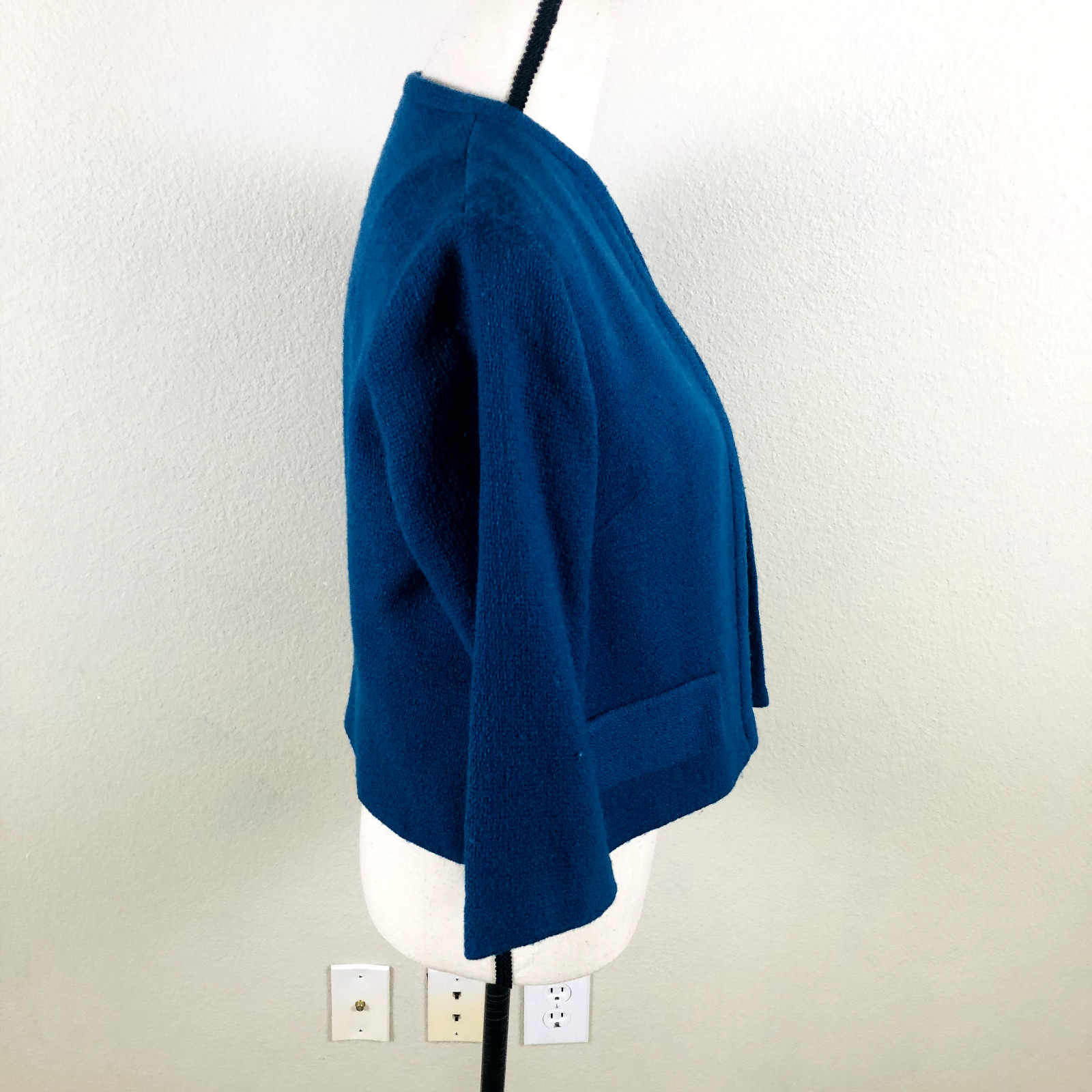 Vintage Candy Blazer Jacket Womens 12 Blue Open Cropped Career Workwear Casual