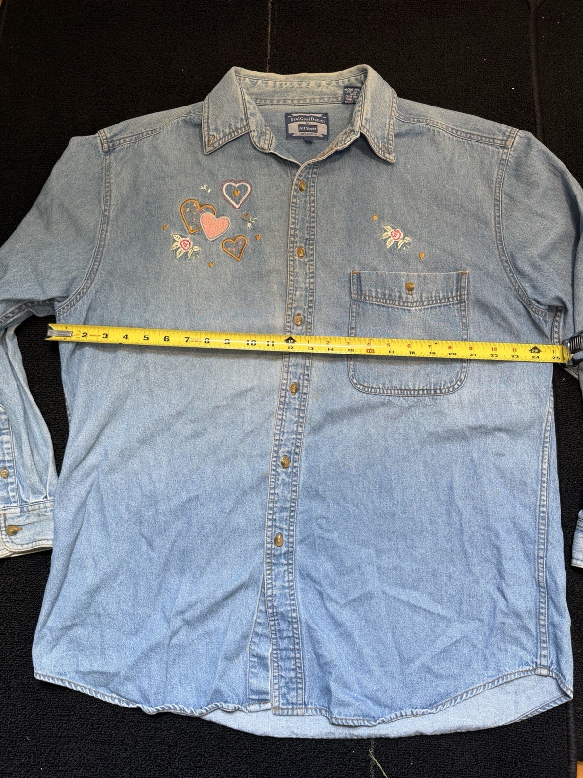100% Cotton Denim Vintage Workwear Cowgirl Grandma Cottage Traditional Size L