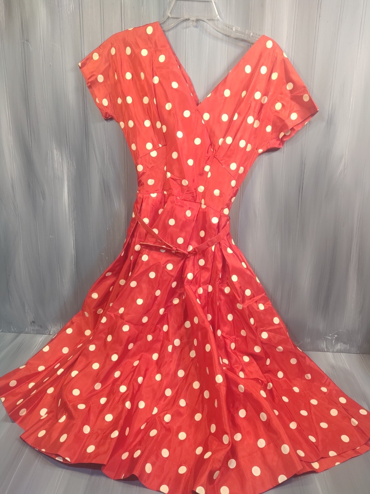 Vintage Venus Fashion Red Polka Dot Dress 40s 50s Rockabilly 26&Prime; waist sz 4 / 6