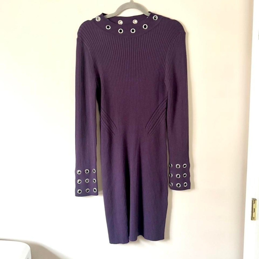 NWT Deadstock Purple Grommet Knit Dress INC 90s Y2K indie long sleeve medium