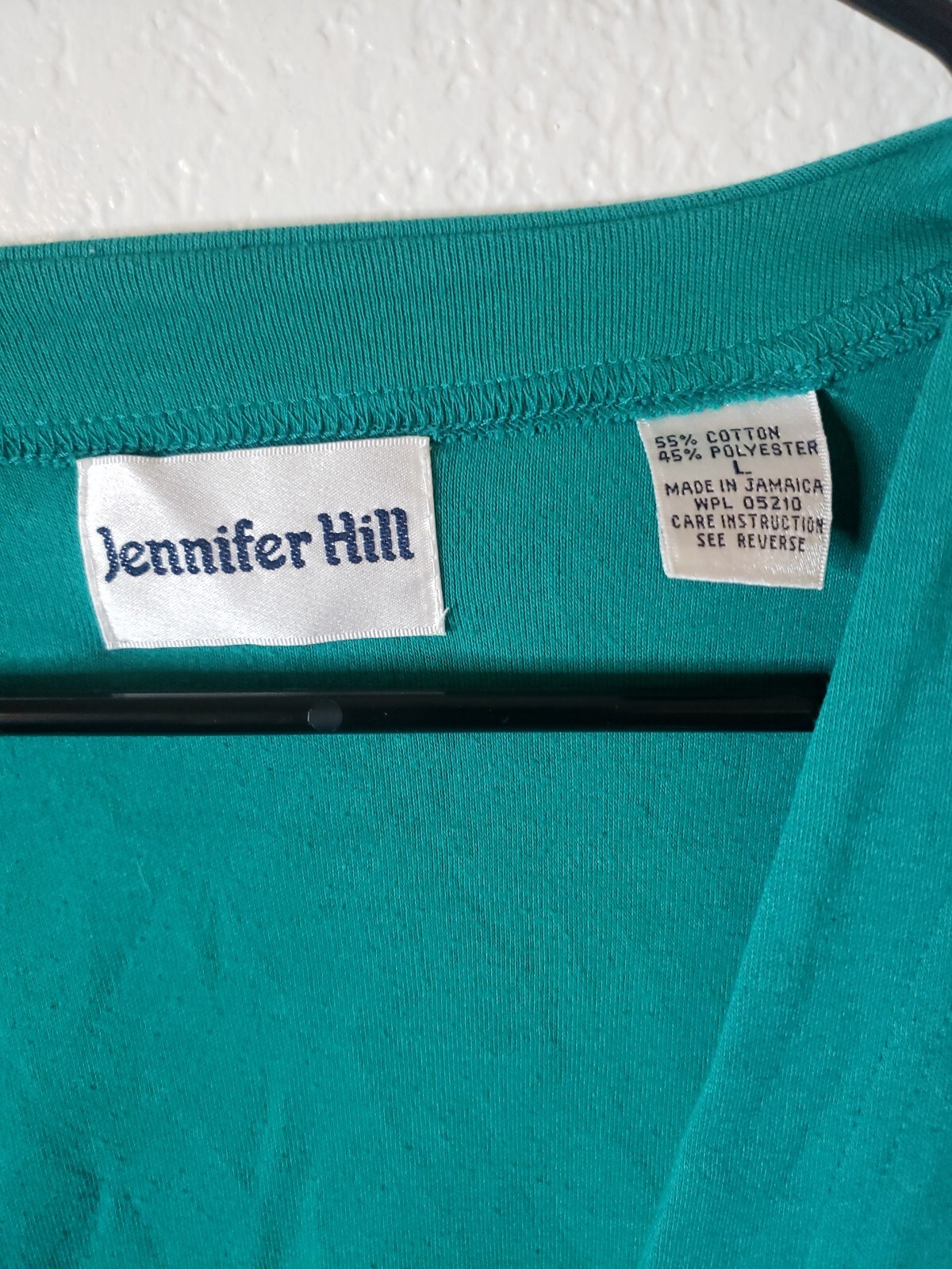 Jennifer Hill Deep V- Neck Cardigan sweater Womens Large Green Made in Jamaica