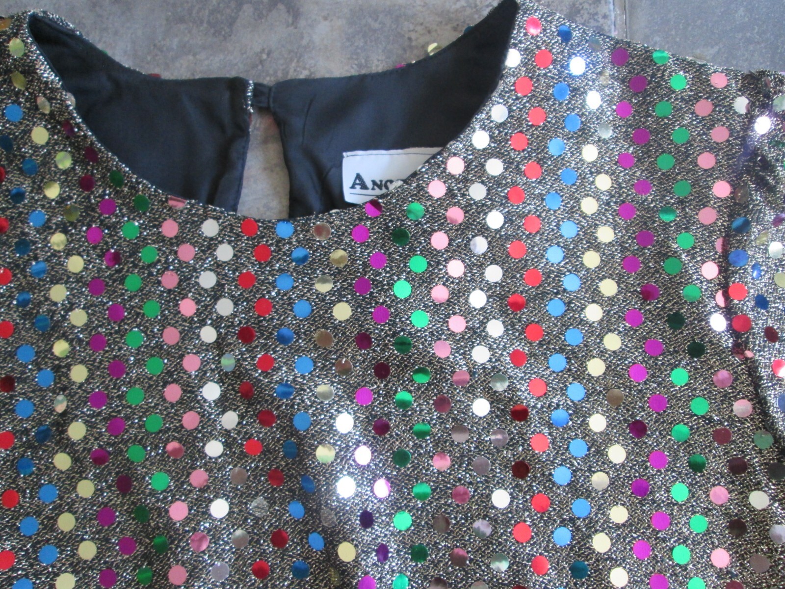 Vintage Another Thyme Shirt Large Sequin Mirror Colorful Party Club Disco Knot