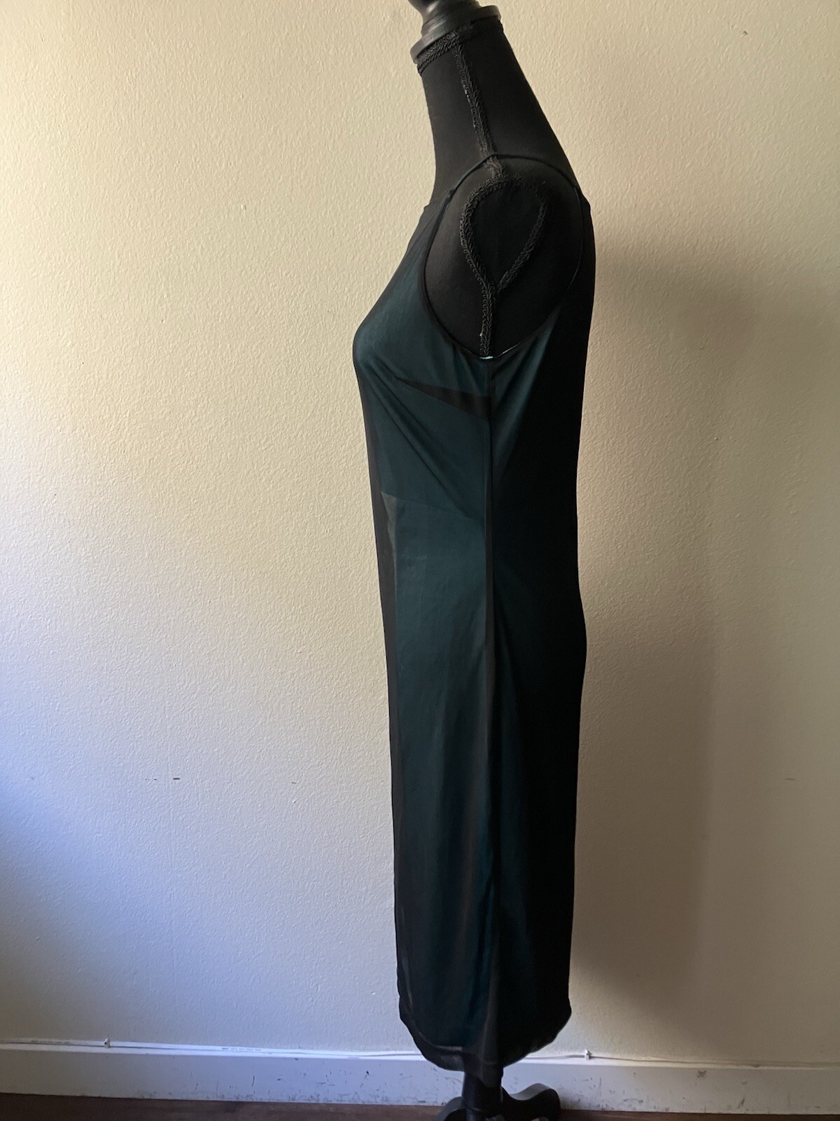 Vintage &rsquo;90s Express Color Block Shift Dress w/ Black Mesh Overlay Grunge XS/S
