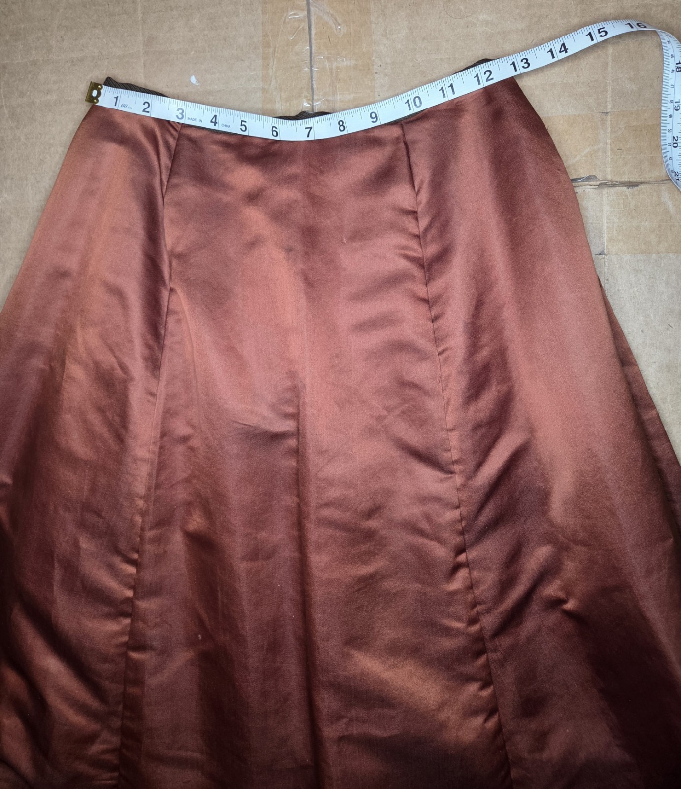 Victorian Copper Silk Blend Walking Suit w/ Ivory Taffeta Inserts & Pearl Trim