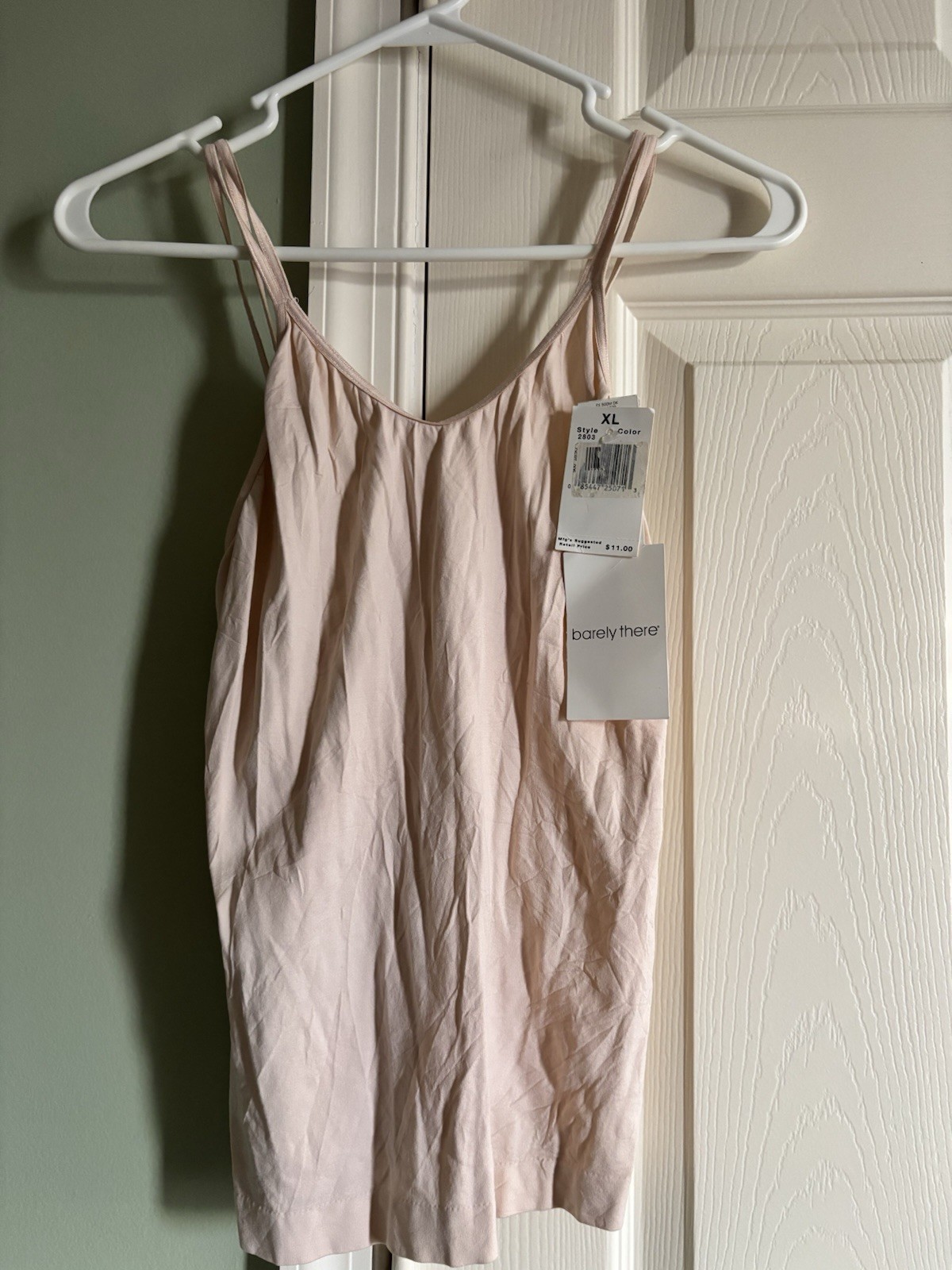 Vtg BARELY THERE Solid Seamless Camisole Light Peach XLarge