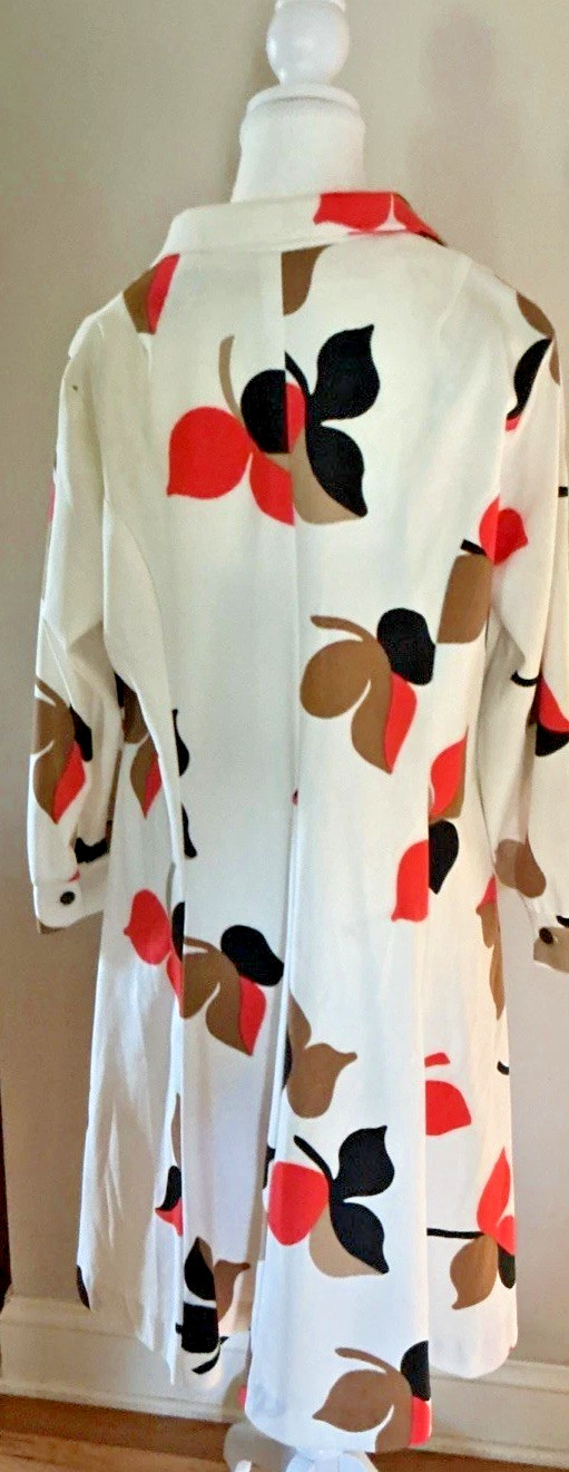 Vintage Big Beautiful Bold Print Button Front Long Sleeve Dress 46