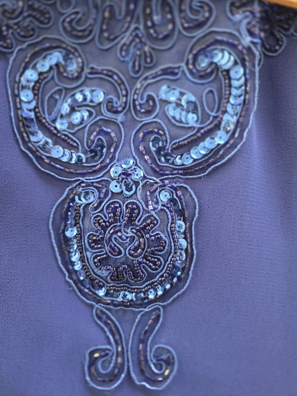 Scott McClintock Vintage 90s Blue Beaded Sequin Prom Dress Evening Gown Size 6