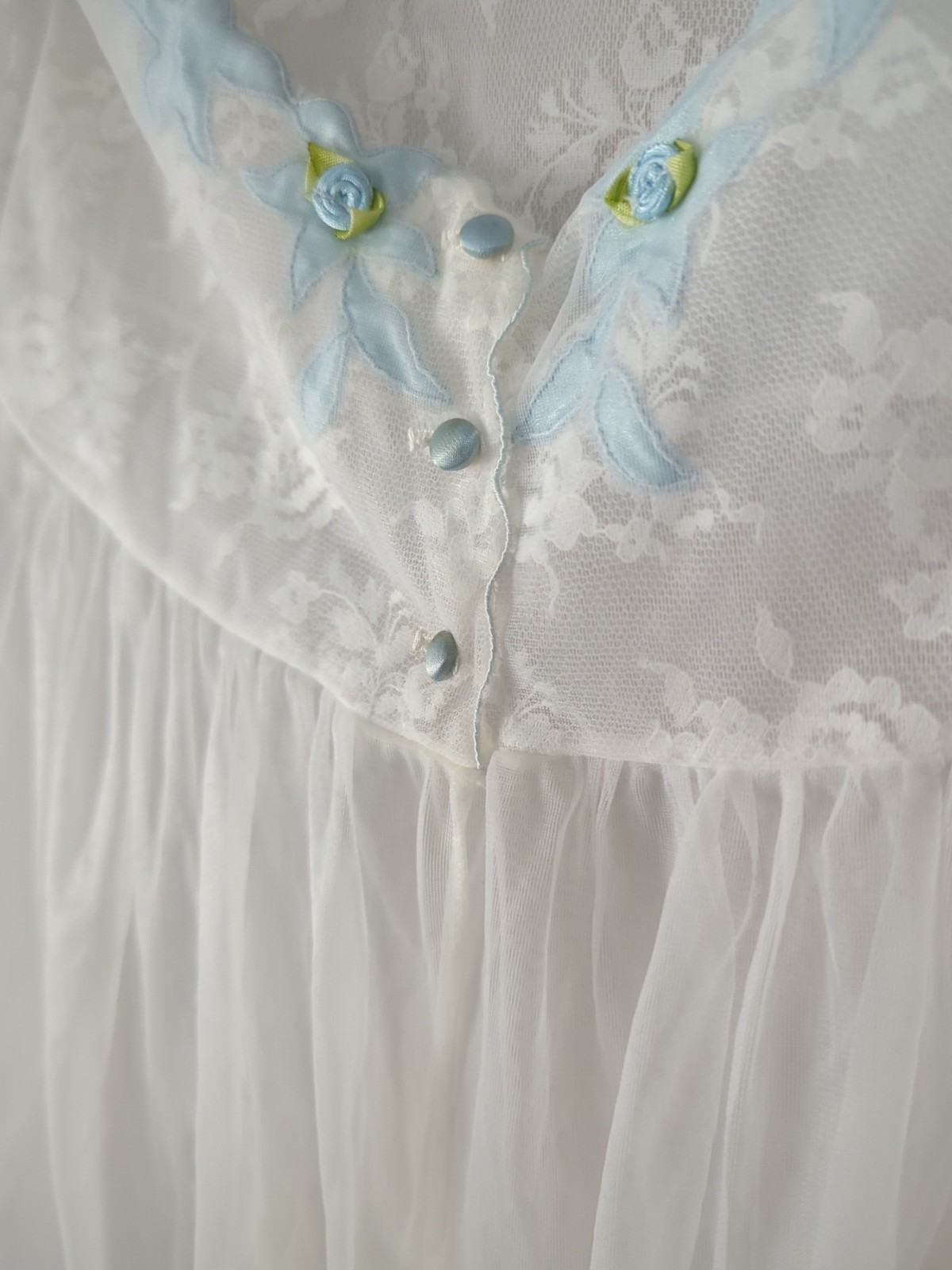 Vintage Radcliffe Sheer White pretty Boudoir Nightgown Peignoir Robe – Sz Petite