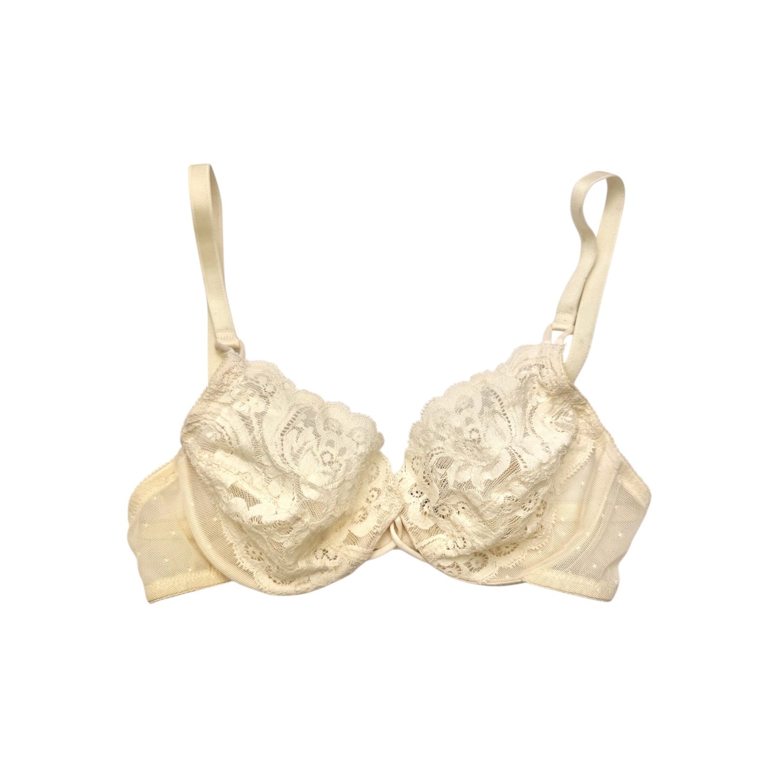 Vintage Victorias Secret Lace Bra 32B Butter Yellow Mesh Underwire 90s NWT USA