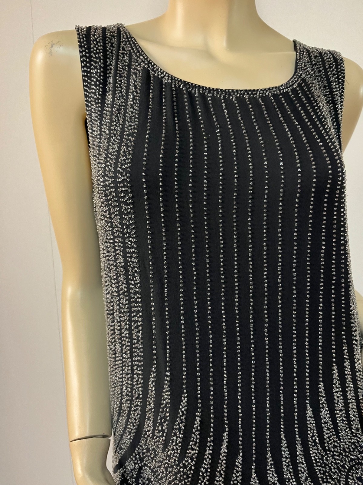 Vintage J Peterman 1920s Style Art Deco Beaded Silk Fever Dress Size 8 Bust 36-7
