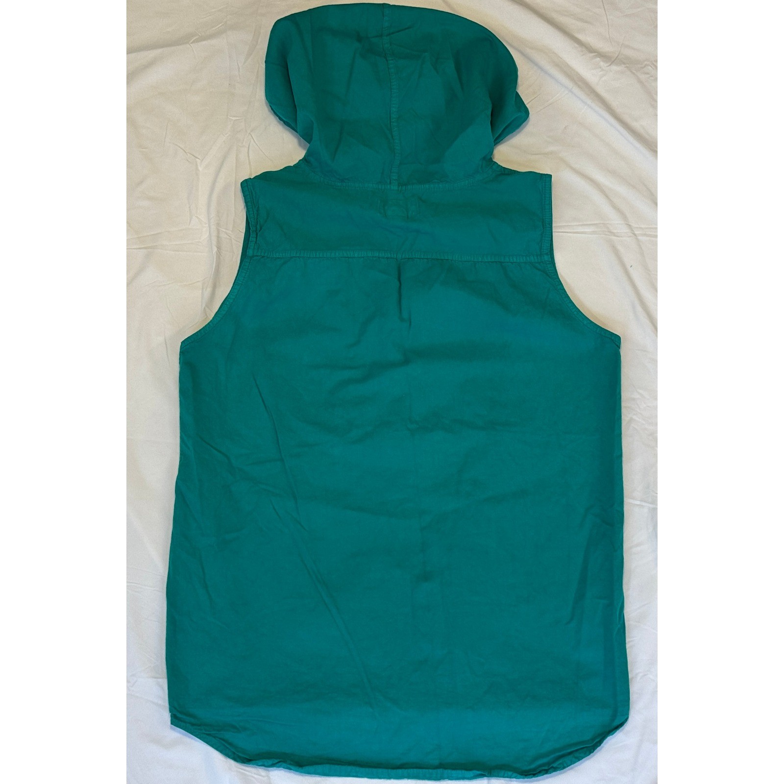 Gitano Vintage Womens Teal Green Sleeveless Hooded Button Down Shirt Size M