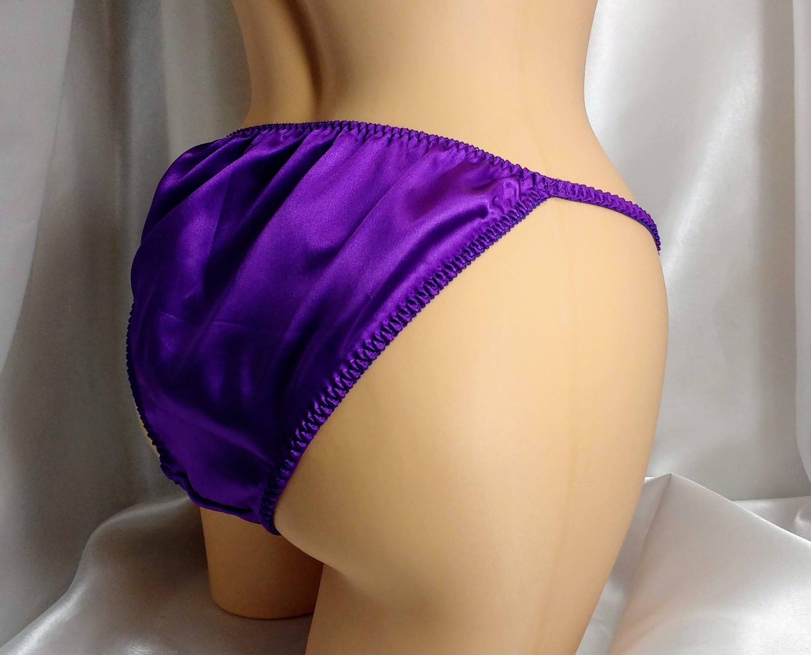 Purple Satin String Bikini panties, classic style fit women and men!