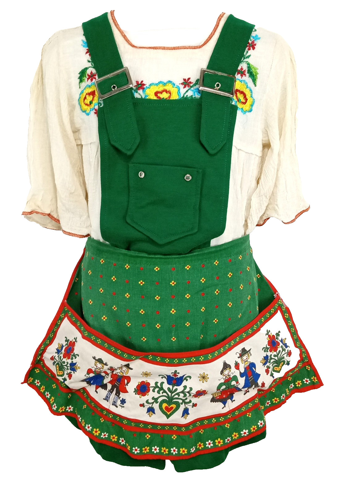 VTG Germany 1970&rsquo;s Oktoberfest beer girl outfit women bib shorts overalls apron