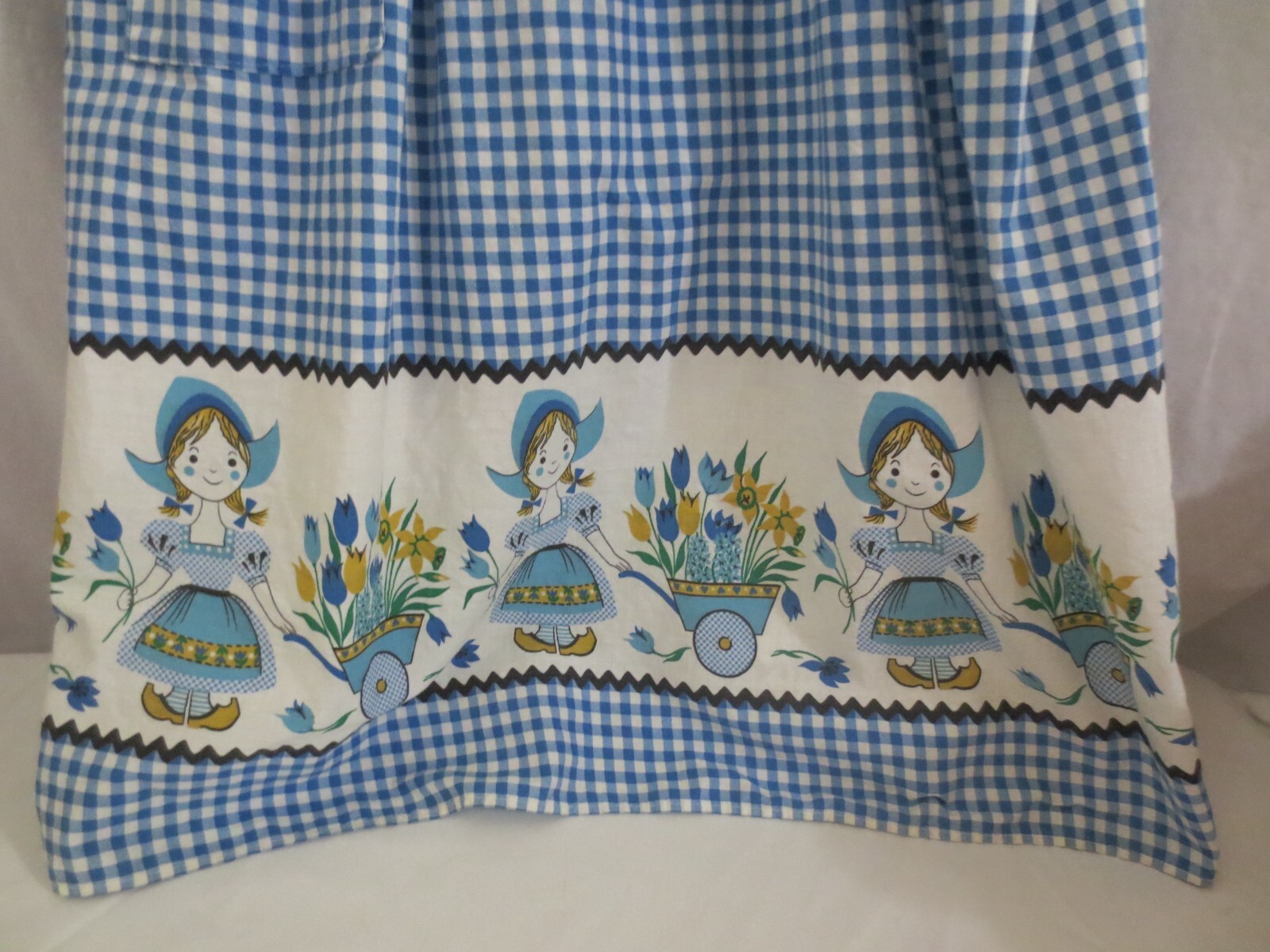 Vtg Handmade Bue & White Gingham Dutch Girl Wood shoes Dress Sz M