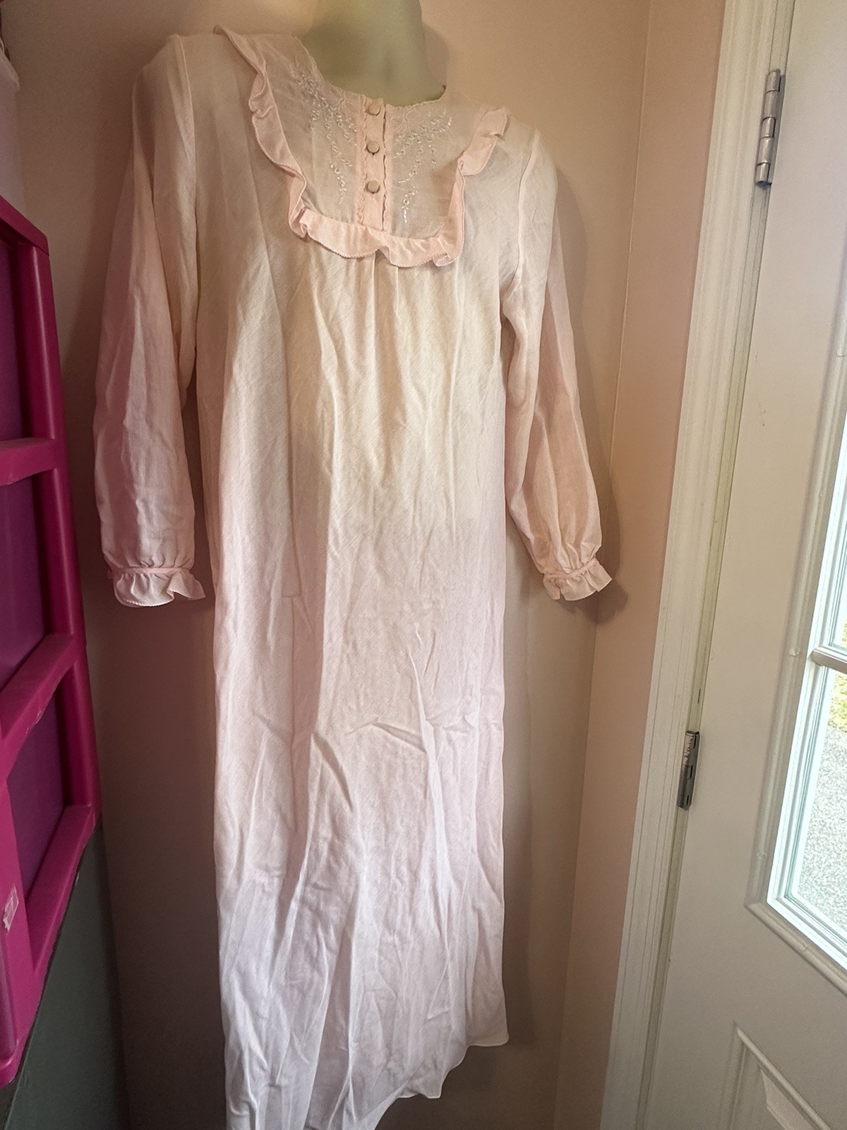 Vintage 1970s Pink Nightgown Lingelor Made In France 46N