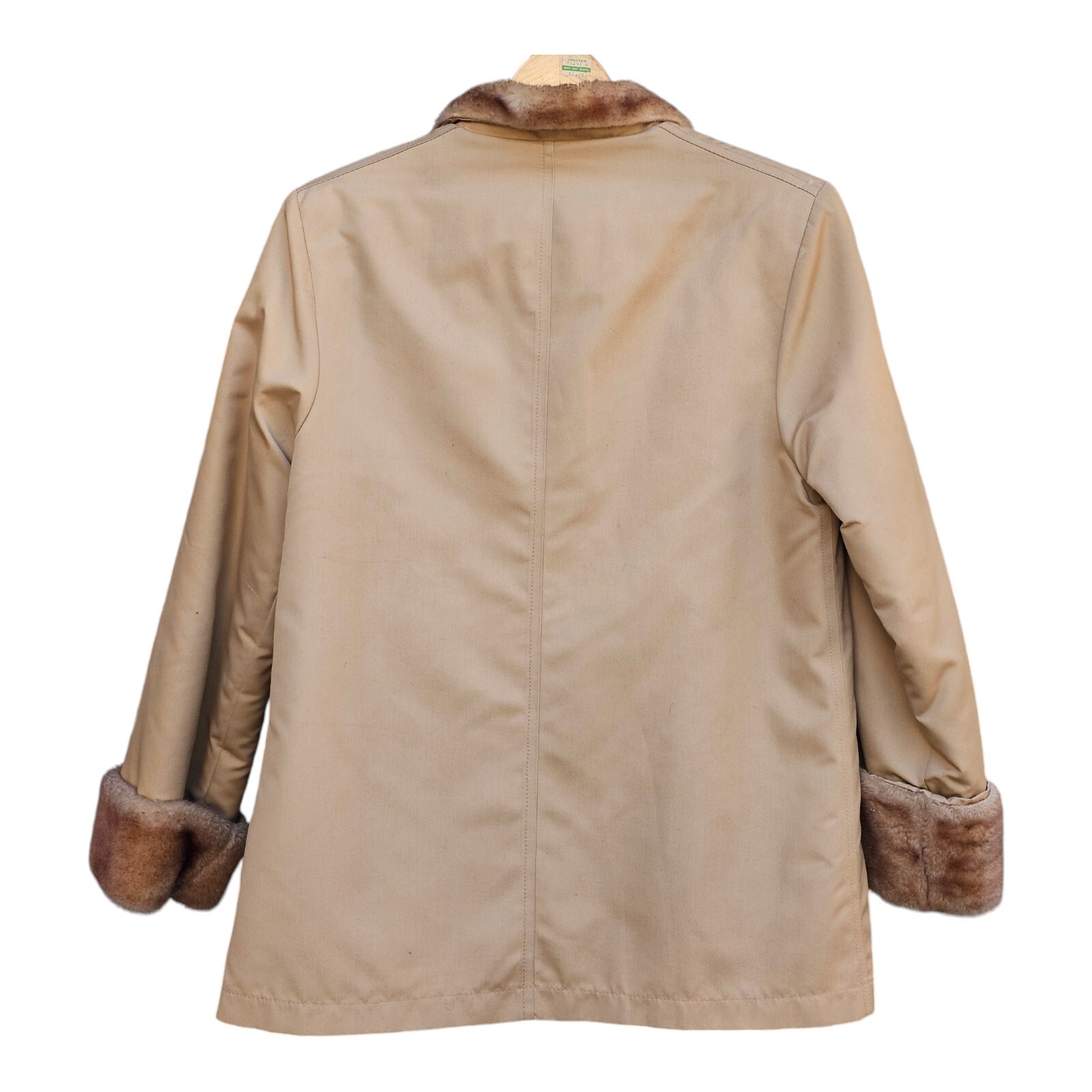 Vintage 70s Misty Harbour Jacket Tan Faux Fur Lined Thick Coat Womens Size 12