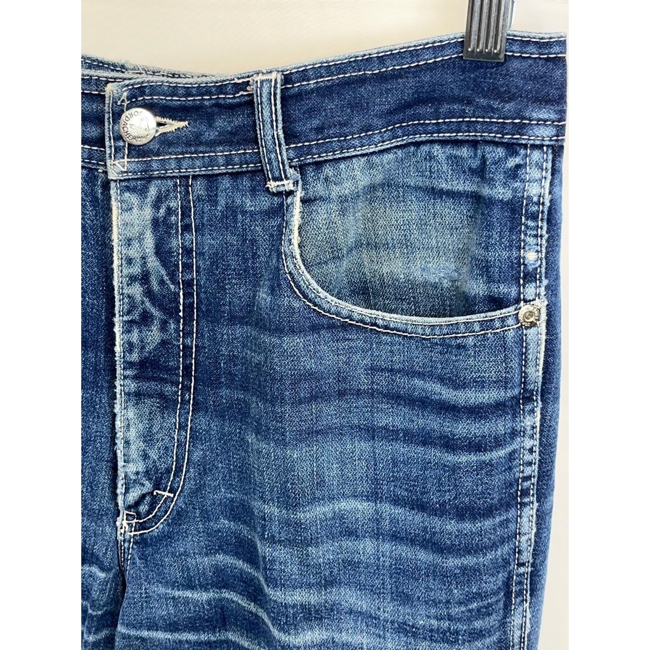 Vintage Jordache Women&rsquo;s Blue Denim Straight Bootcut Frayed Hem Jeans 32 L