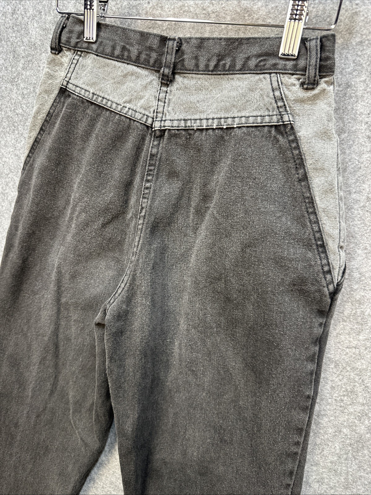 RARE VTG Gitano High Waist 2 Tone Black Gray Denim Jeans Sz 8 Pleated Taper 80&rsquo;s