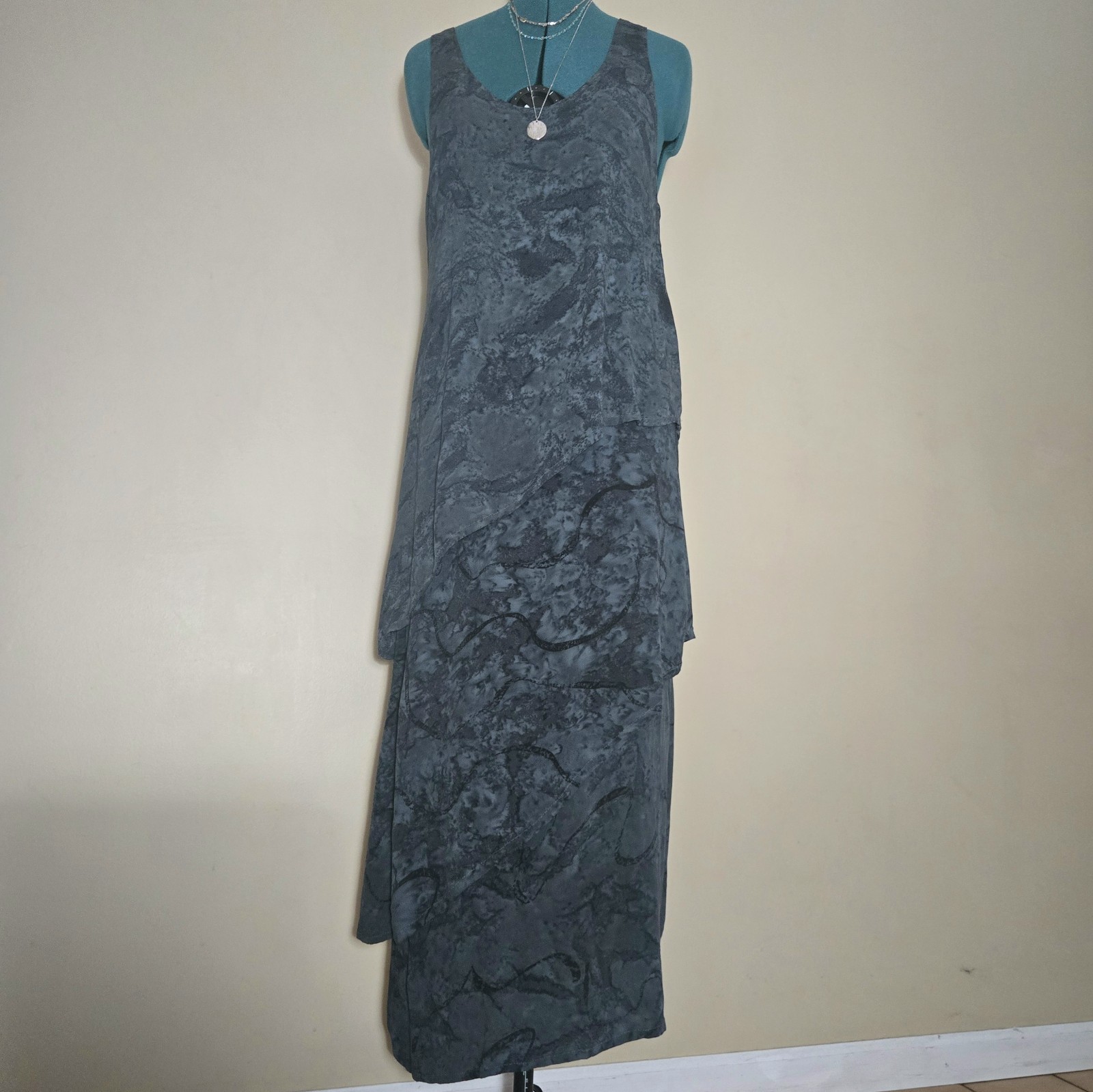 Vintage Colors Artwear Tiered Maxi Dress Burning Man Apocalyptic Boho Grunge