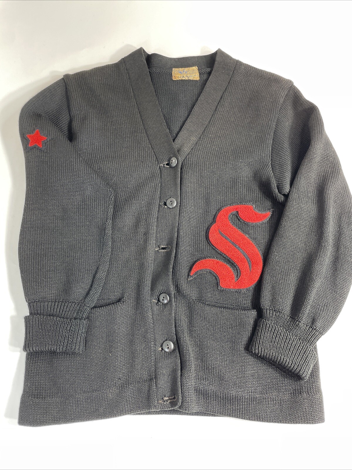Vtg 1950s Albion Girls Varsity Award Letter Cheerleader Sweater Wool Knit READ
