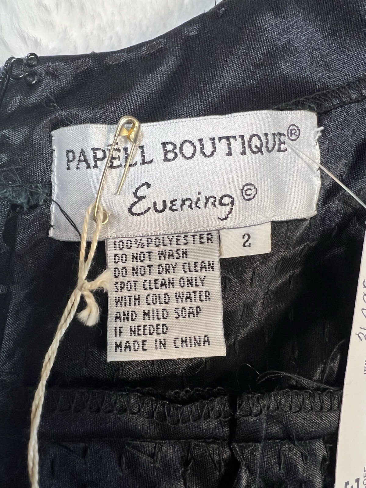 PAPELL BOUTIQUE Evening Black Sequined Dress Gown Women’s Sz 2 *NEW WITH TAGS*