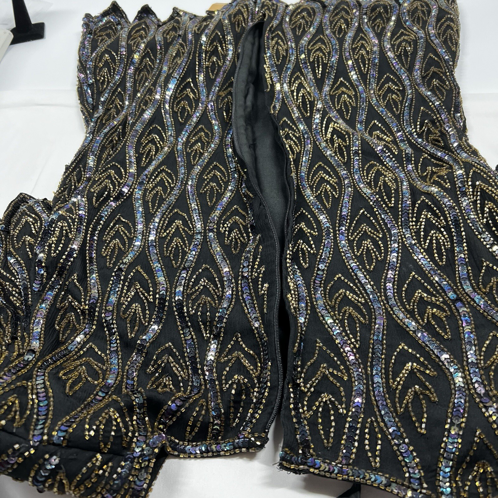 Papell 100% Silk Top Beads & Sequins Iridescent Sparkles Lined Bust 38&Prime; Party