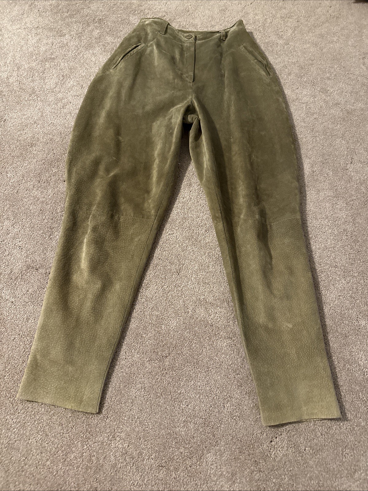 Vintage Barney’s New York Green Suede Trouser Pants Women Sz 6 Pantaloon Style