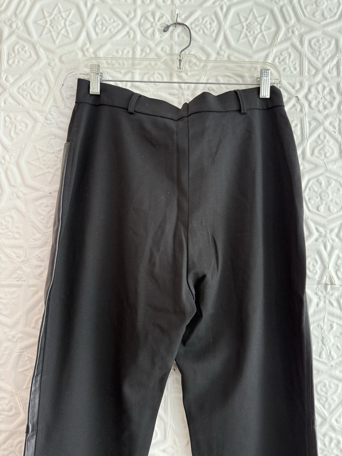 vintage Escada lamb nappa Leather & wool Pants Black slim Trouser 1990s 2000s