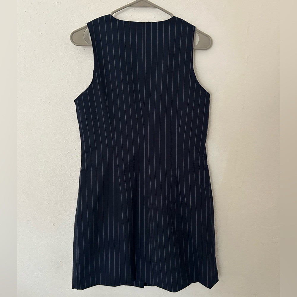 NWT A New Day Medium Navy Blue Pinstripe Tailored Mini Vest Dress