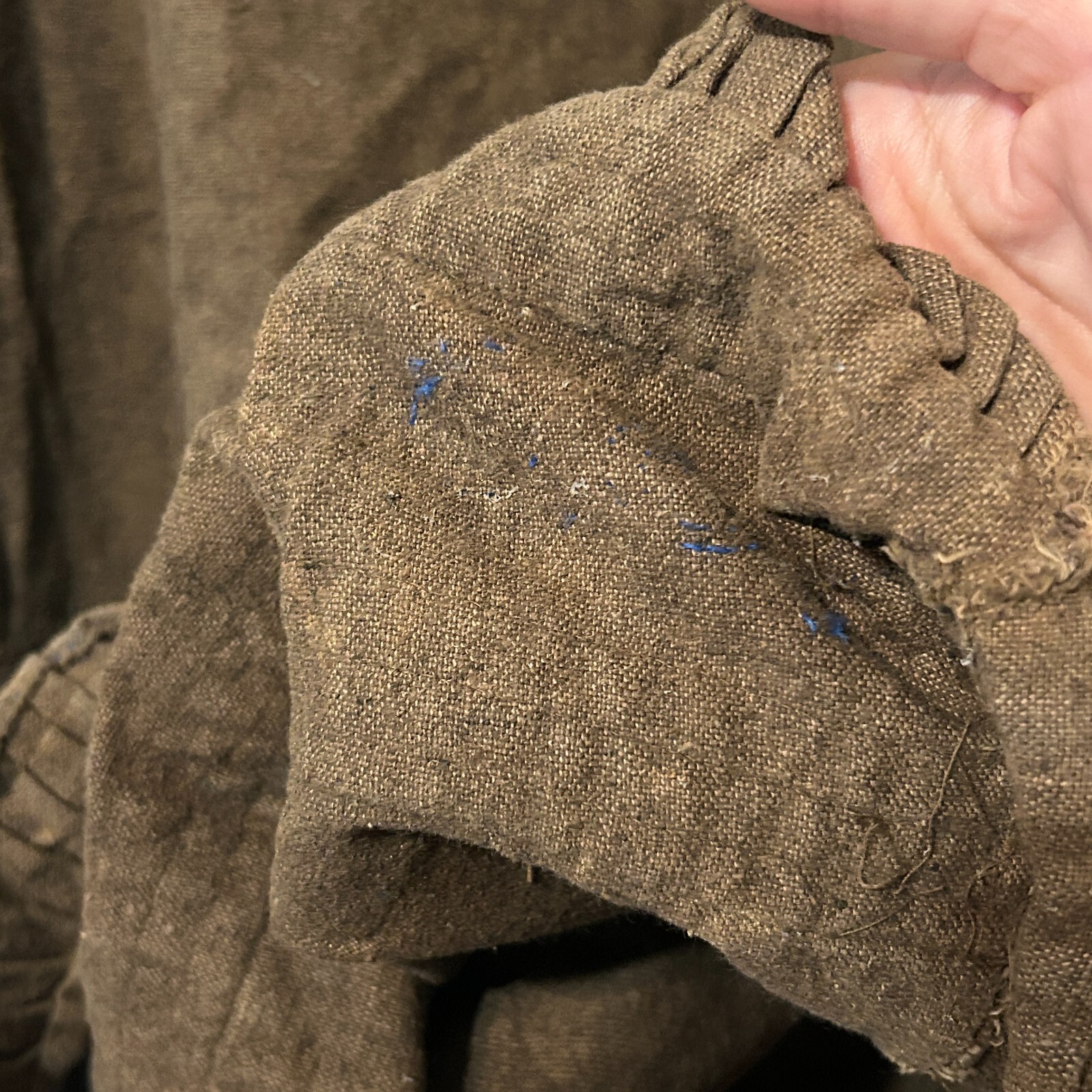 Antique 1920s Brown Wool Embroidered Skirt Flapper Pleated Hem Pocket Volup