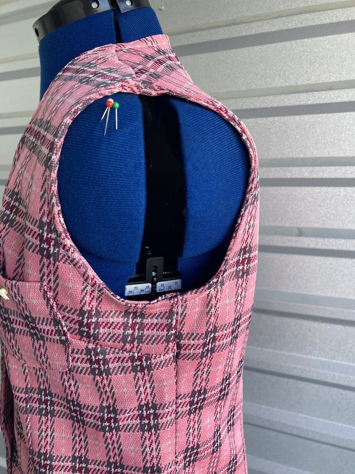 Vintage Pink Plaid Vest Button Down With Pockets 40 Inch Chest Handmade