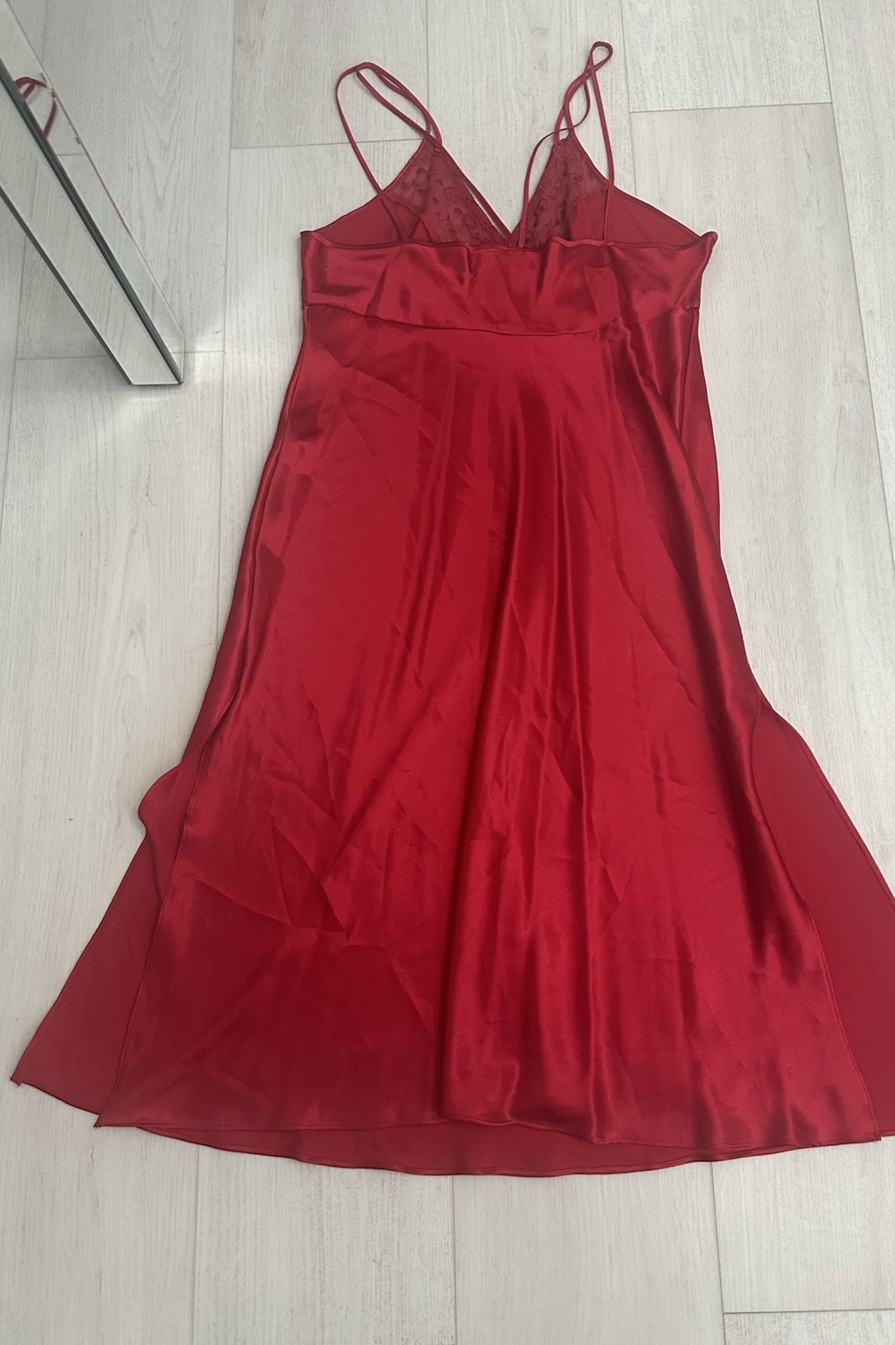 Vintage Gilligan O&rsquo;Malley Camisole Long Nightgown Lingerie Sz L – Red Side Slits