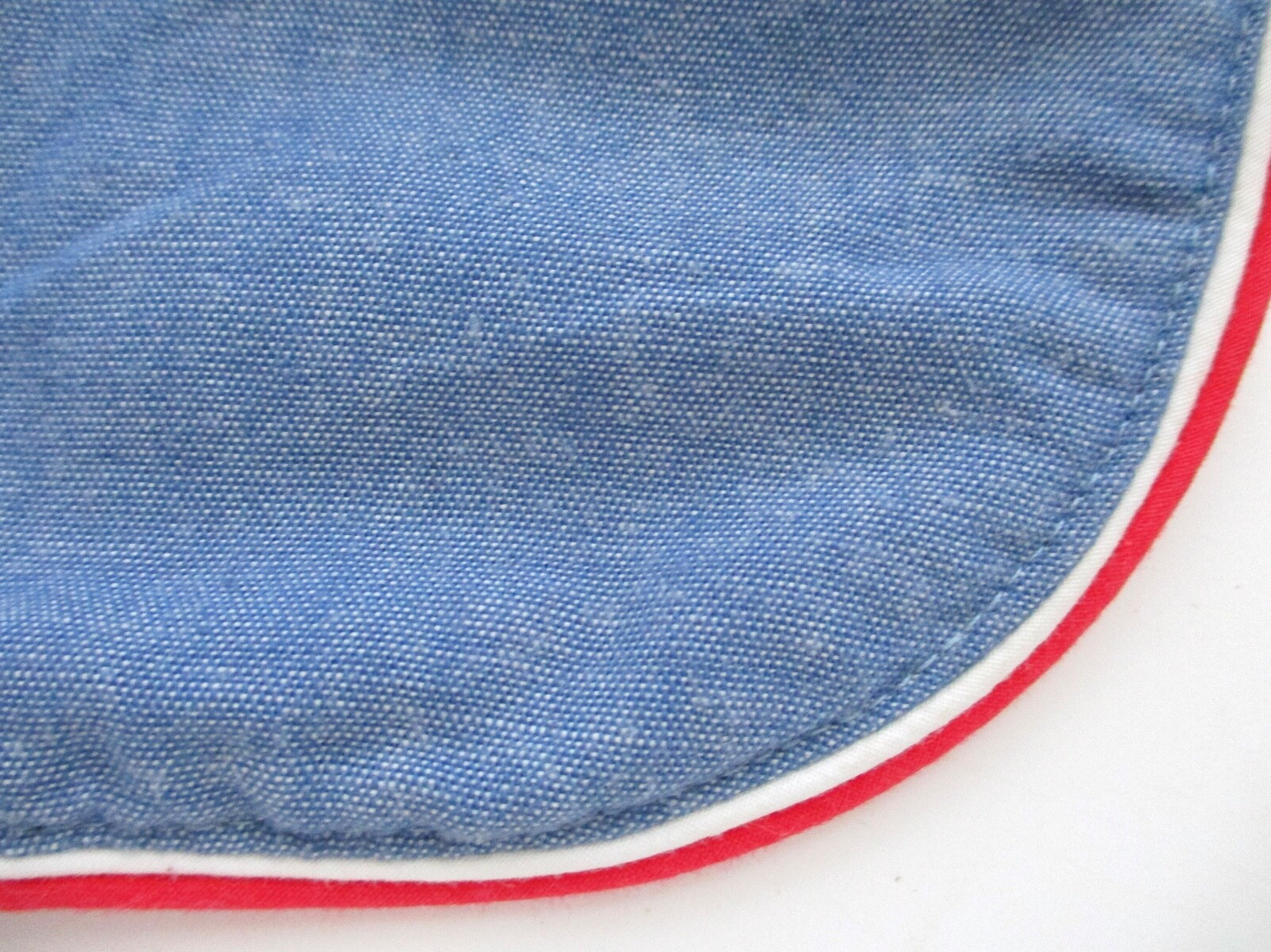 Vtg 60s 70s Mod Blue Chambray Denim Maxi Skirt Red White Bullseye Buttons 25 in.