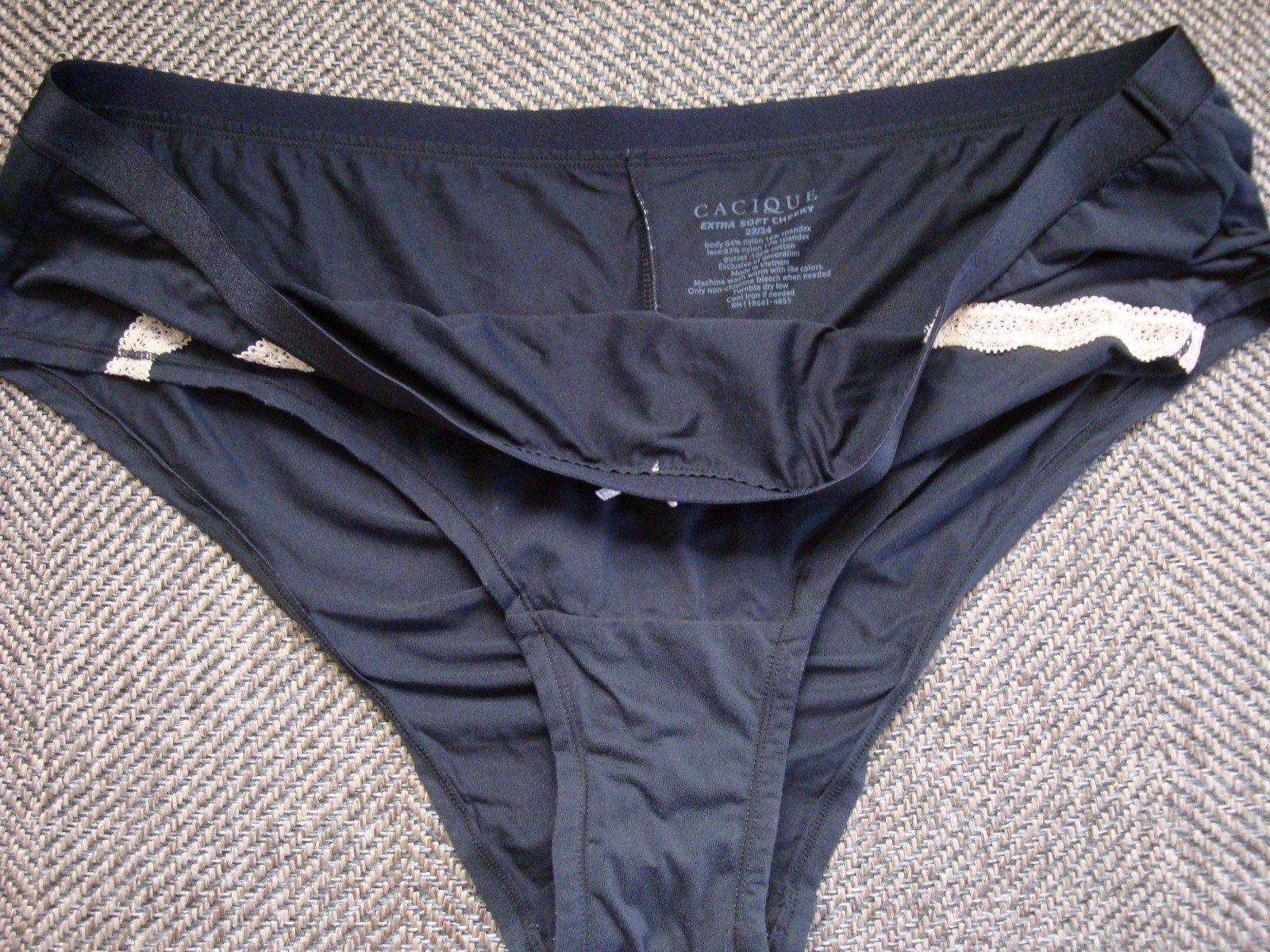 Cacique 22/24 Cotton High Leg Bikini & Extra Soft Cheeky Panty Vintage Black Lot