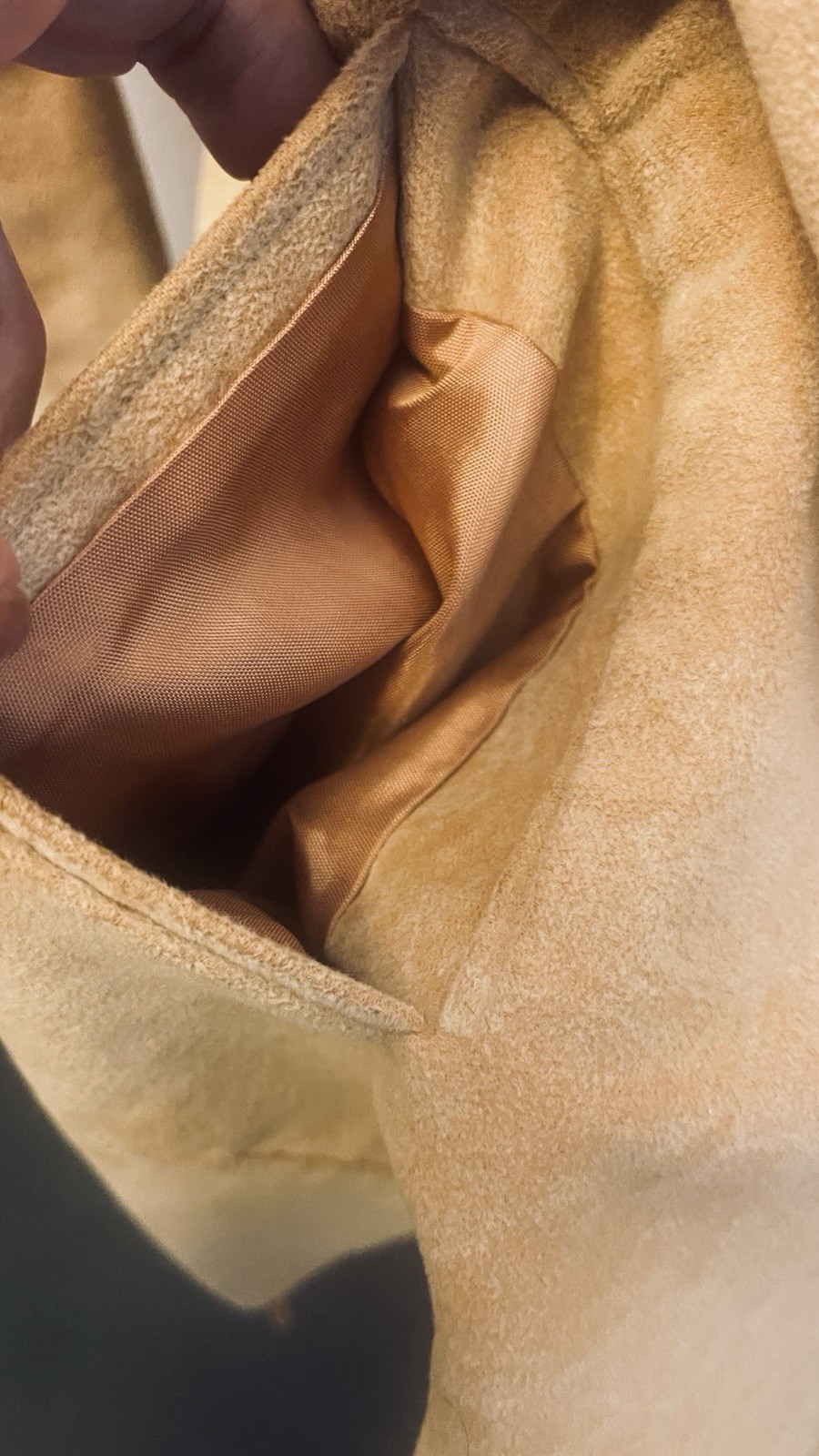 Vintage Heeksuede Double Breasted Faux Suede&Fur Women&rsquo;s BeigeCoat Sz M, Holland