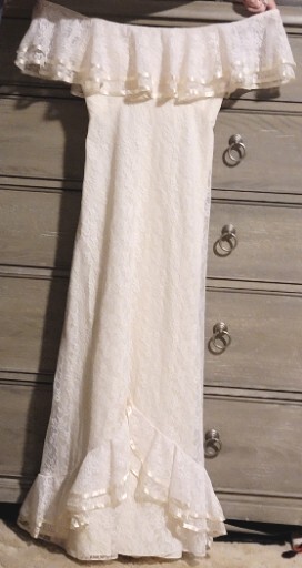 Vintage 1960s 1970s Lorrie Deb Boho Prairie White Lace Wedding Dress Small