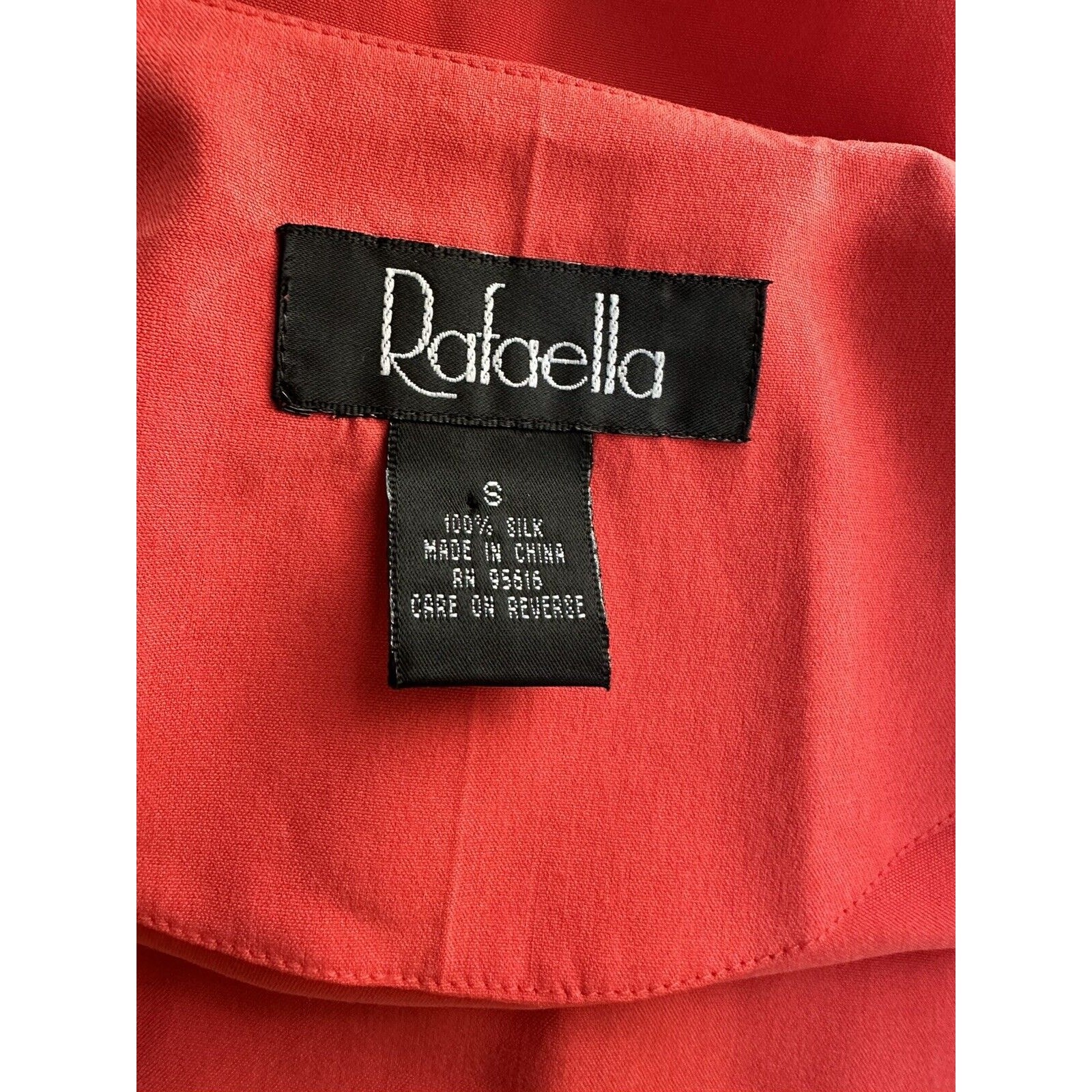 Rafaella Vintage 100% Silk Coral Button Up Long Sleeve Shirt jacket Size Small