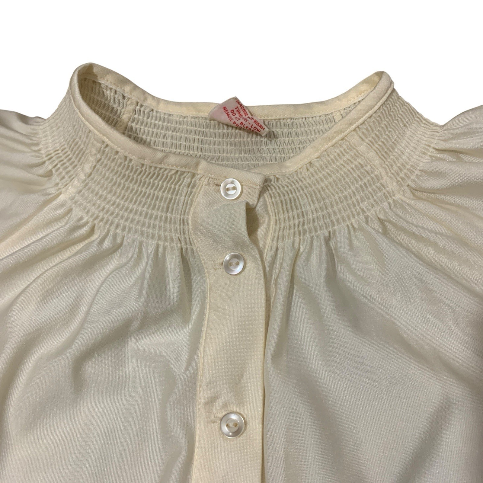 Vintage Styled by Sybil Blouse Button Shirt Size 17 / 18 Ivory 70s Long Sleeve