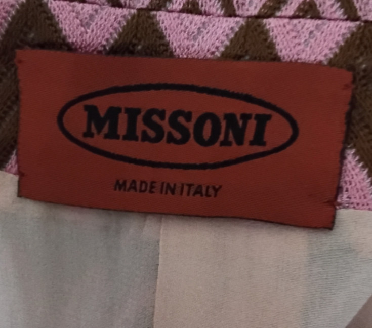 RARE Vintage MISSONI Chevron Coat Jacket Pink Brown 1960s-70s