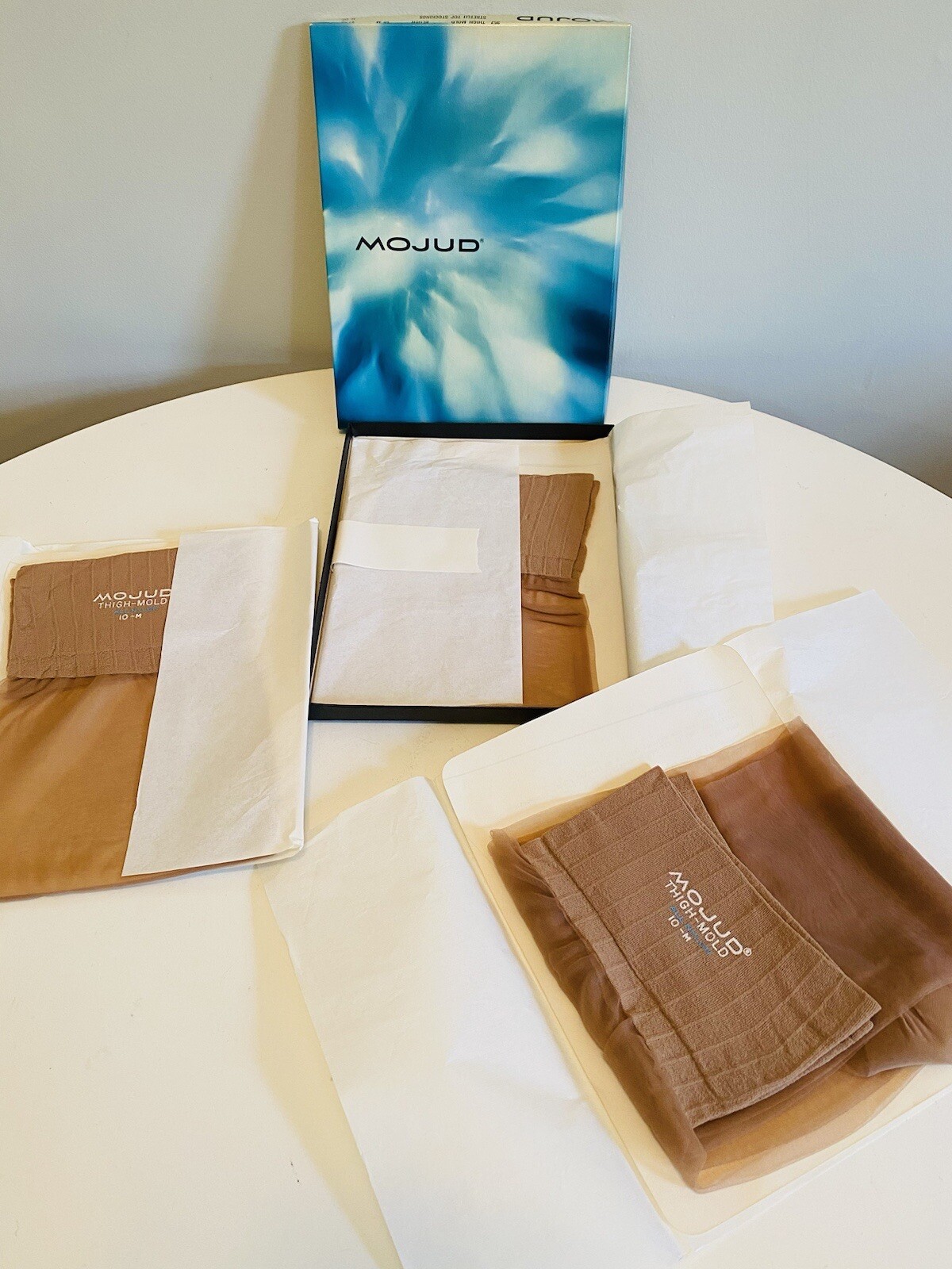 Vintage 3 Pair Mojud Magic-Motion Thigh-Mold Nylon Stockings in Original Box
