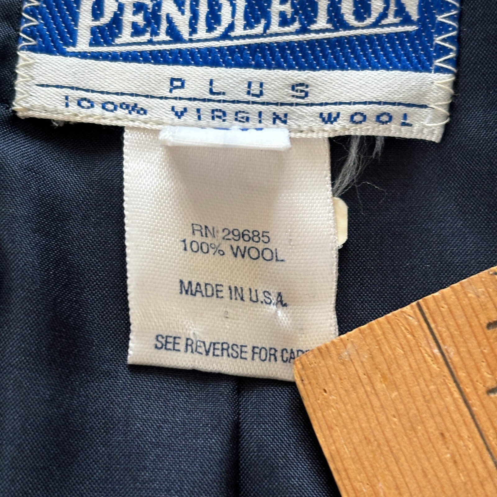 VTG Pendleton 100% Virgin Wool Blazer Womens 18W Plus Navy Blue Made In USA READ