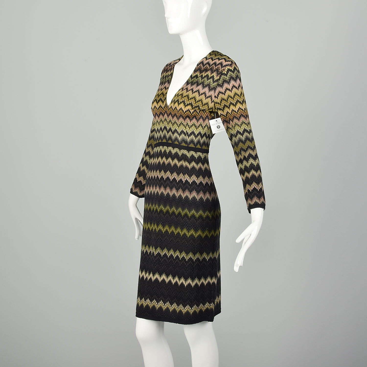 Small-Medium 1990s Zig-Zag Missoni Orange Label Dress Multicolored VTG 90s